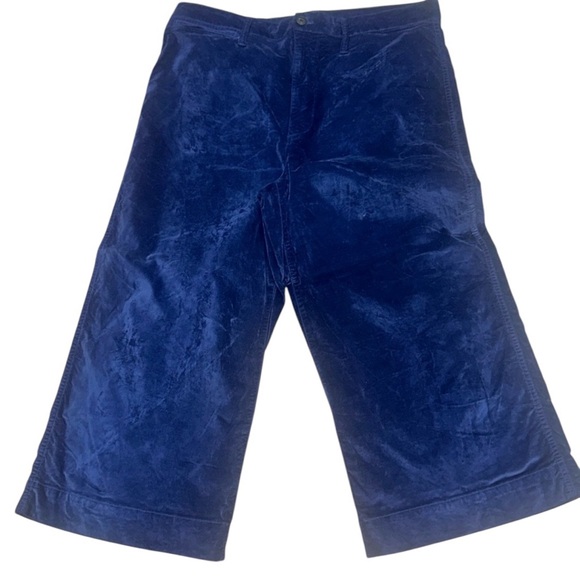 MADEWELL Navy Blue Velvet Gaucho Cropped Pants 16 33 XL 33P Wide Leg - Picture 1 of 4